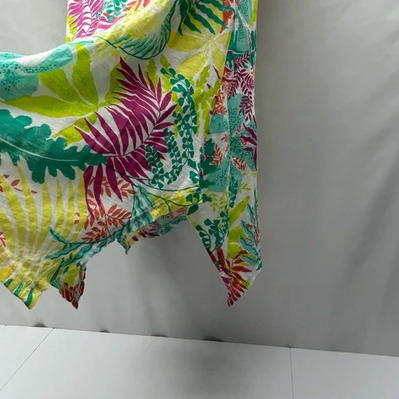 Fresh Produce Tropical Leaf Print Tunic Top Women’s S Asymmetrical Bottom - Picture 4 of 14
